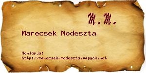 Marecsek Modeszta névjegykártya